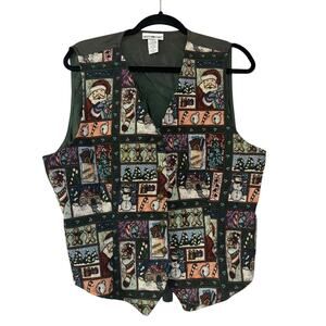 Vintage 90’s Christmas Holiday Vest Women’s L Santa Festive Ugly Sweater Party